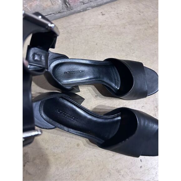 Nordstrom Nolomita-Lea Black Open Toe Block Heel Buckled Sandals Size 7 - Picture 6 of 9